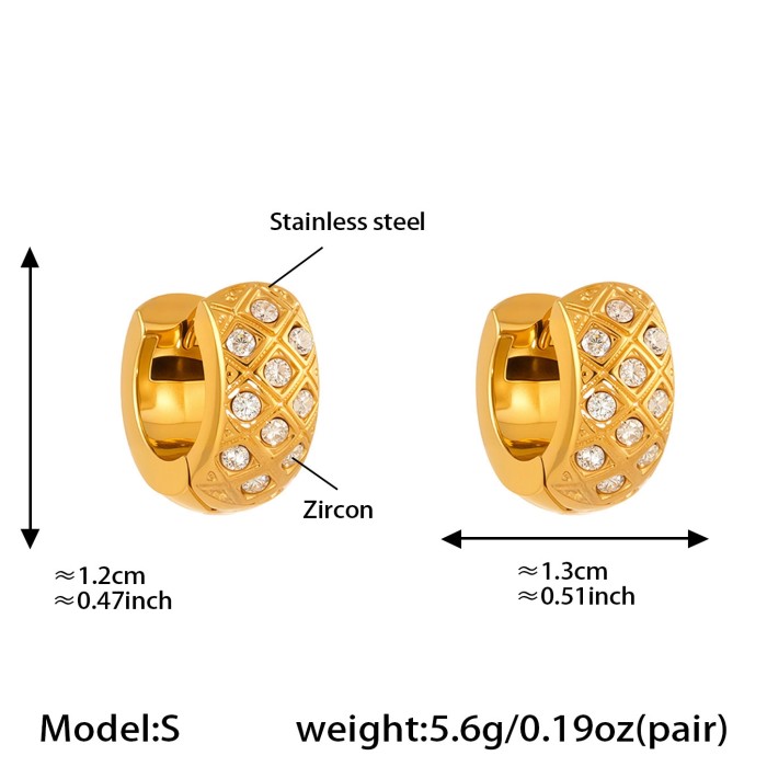 Wholesale Stainless Steel Gold Pave Hoop Earrings