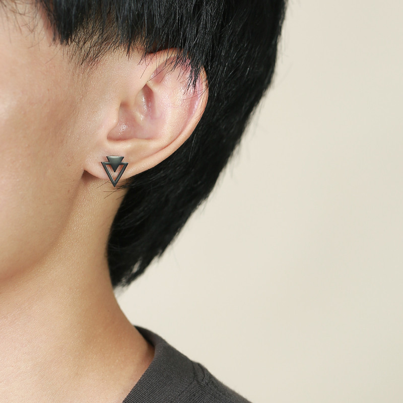 Wholesale Stainless Steel Triangle Stacked Stud Earrings
