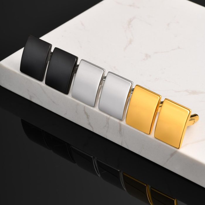 Wholesale Stainless Steel Black Square Cufflinks