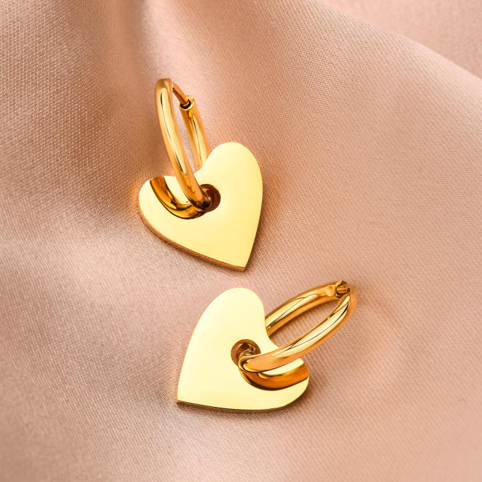 Wholesale Stainless Steel Gold Heart Hoop Earring