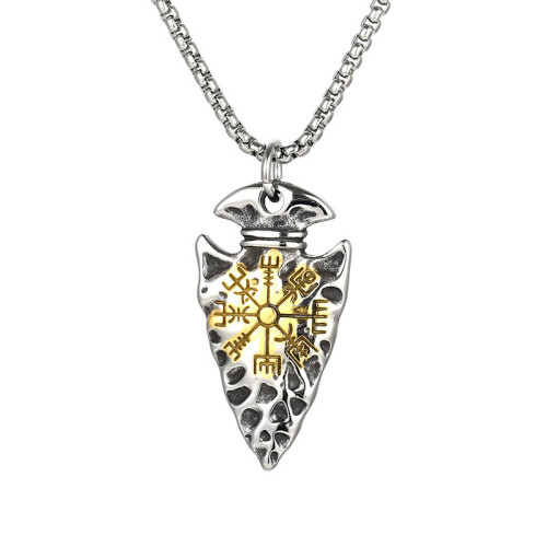 Wholesale Stainless Steel Retro Viking Pirate Spear Runes Amulet Pendant