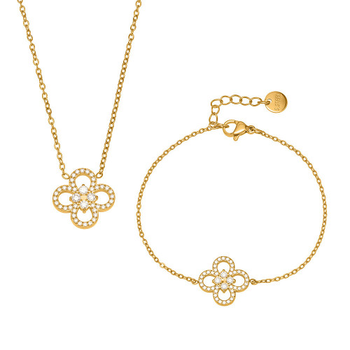 Wholesale Stainless Steel Clover Bracelet Necklace