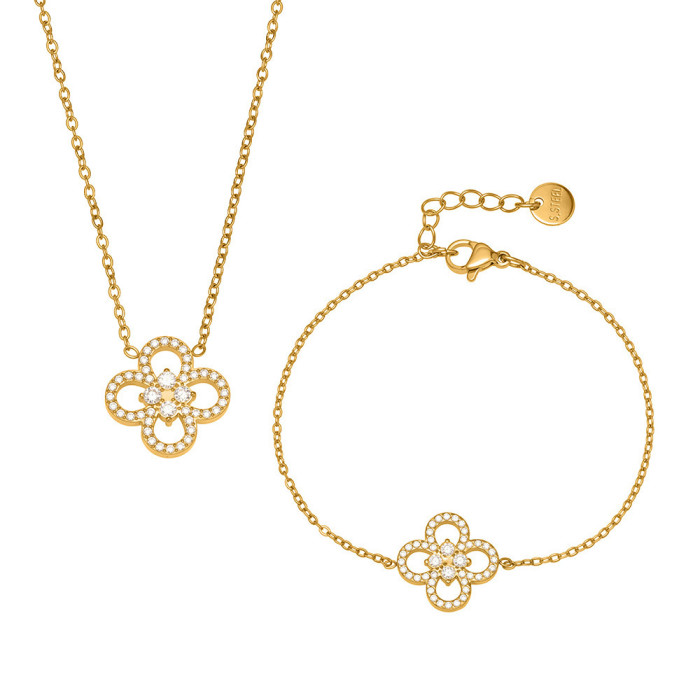 Wholesale Stainless Steel Clover Bracelet Necklace