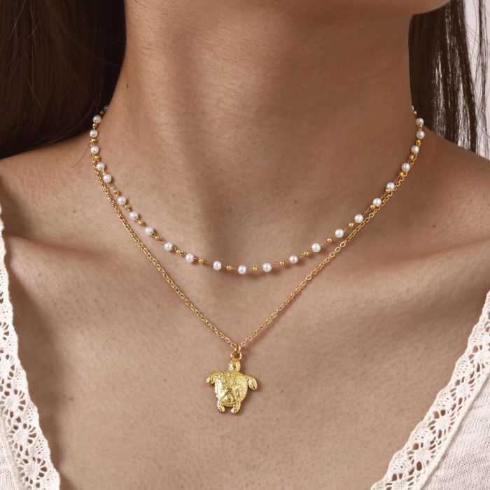 Wholesale Stainless Steel Sea Turtle Stacking Necklace