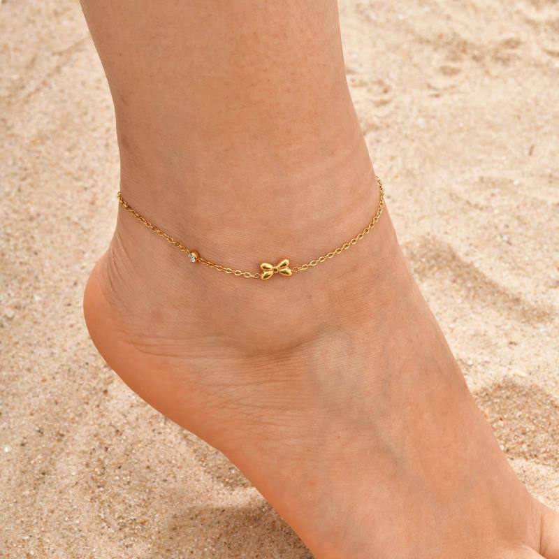 Wholesale Stainless Steel Ribbon Zirconia Anklet