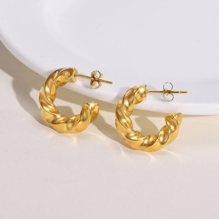 Wholesale Stainless Steel Chunky Twisted Hoop Earrings