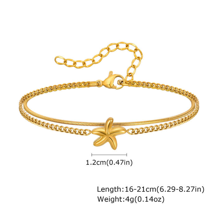 Wholesale Stainless Steel Starfish Stacking Bracelet