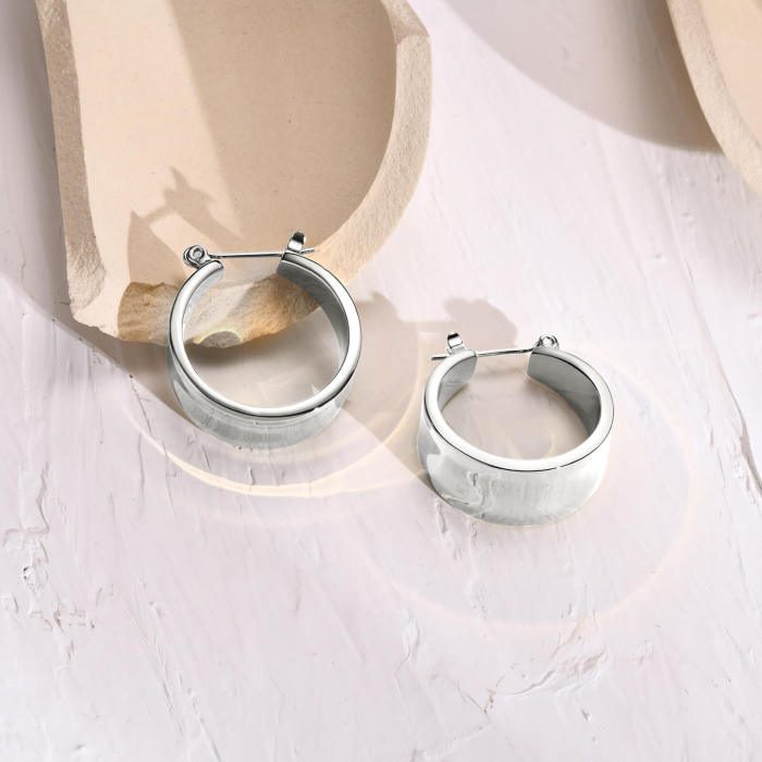 Wholesale Stainless Steel Wide Flat Hoop Earrings