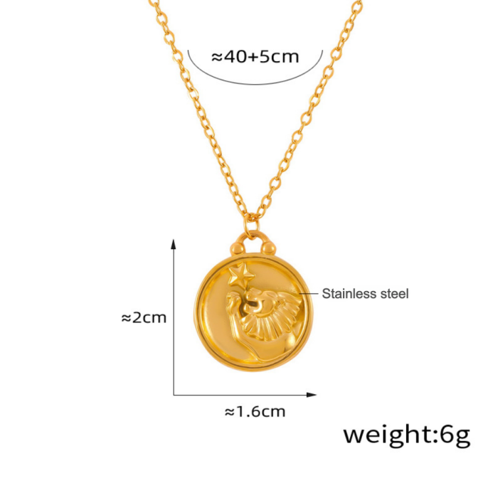 Wholesale Stainless Steel 12 Zodiac Sign Necklace Set