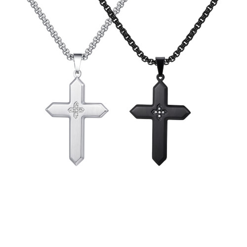 Wholesale Stainless Steel Cross with Zirconia Pendant