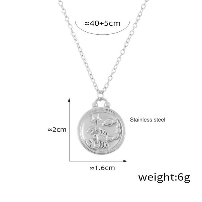 Wholesale Stainless Steel 12 Zodiac Sign Necklace Set