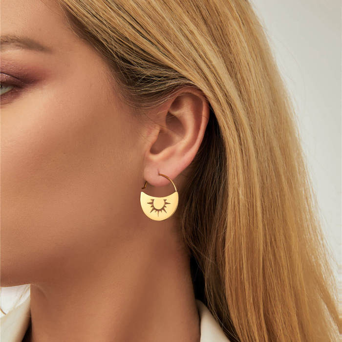 Wholesale Stainless Steel Moon Sun Earring