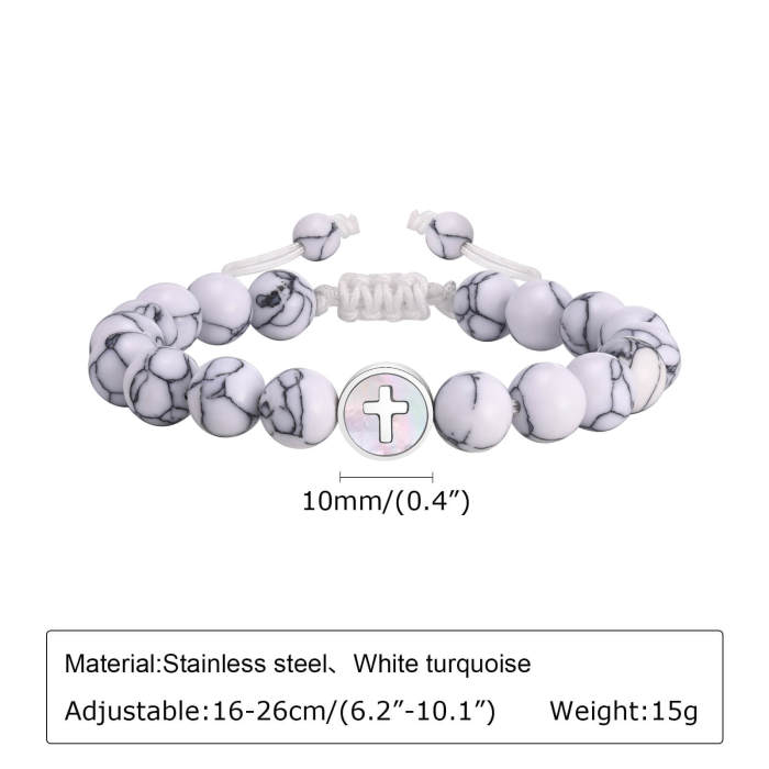 Wholesale Stainless Steel Cross Beaded Couple Bracelet