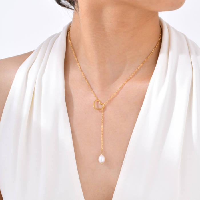 Wholesale Stainless Steel Pearl Drop Necklace