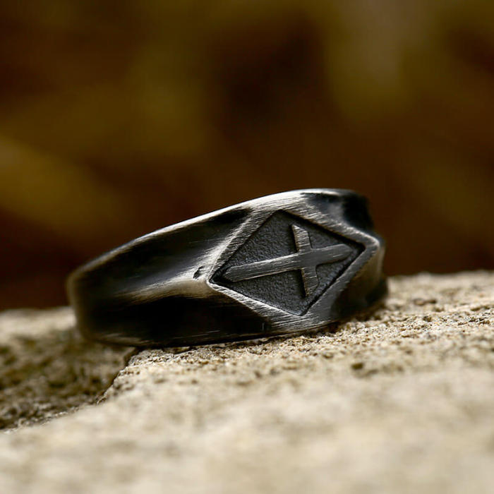 Wholesale Stainless Steel Retro Cross Ring