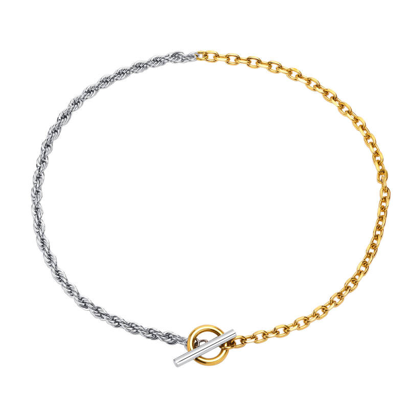 Wholesale Stainless Steel Half Braided Chain Necklace