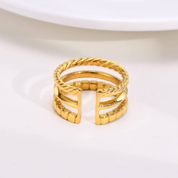 Wholesale Stainless Steel Triple Open Band Ring