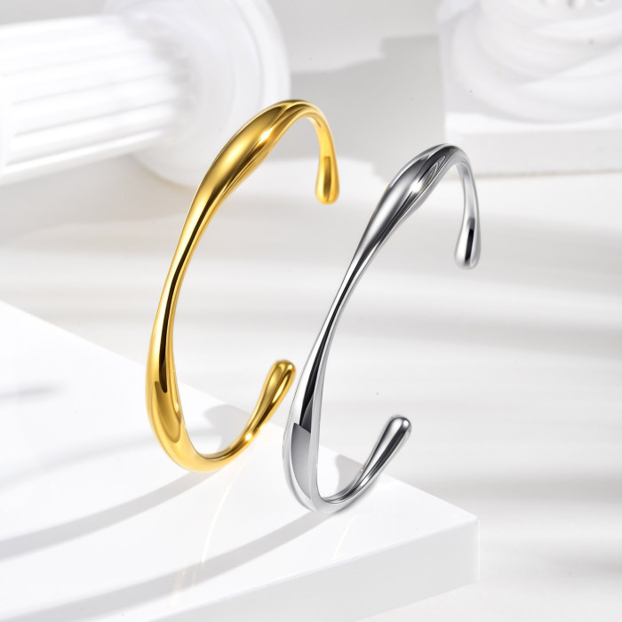 Wholesale Stainless Steel Irregular Open Bangle