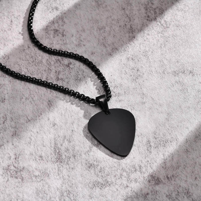 Wholesale Stainless Steel Engravable Guitar Pick Necklace