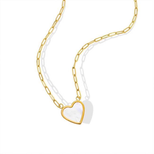 Wholesale Stainless Steel Sea Shell Heart Necklace