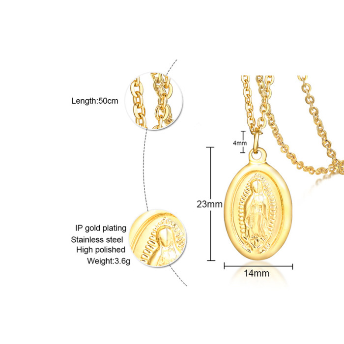 Wholesale Stainless Steel Virgin Mary Goddess Pendants Necklace