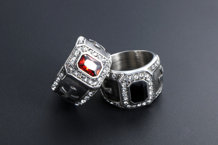 Wholesale Stainless Black Onyx Stone Biker Ring