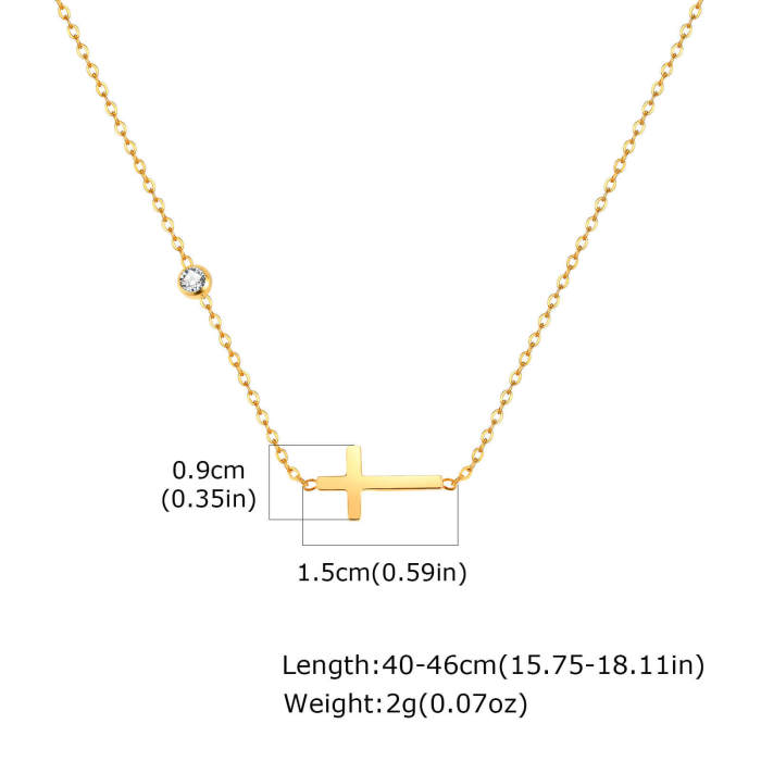 Wholesale Stainless Steel Cross CZ Necklace