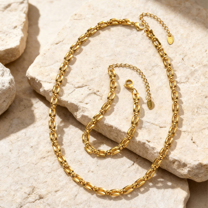 Wholesale Steel Industrial Geometric Link Chain Jewelry Set