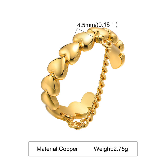 Wholesale New Style Copper Heart Link Ring