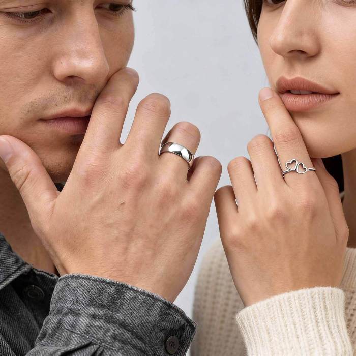 Wholesale Stainless Steel Couple's Double Heart Ring