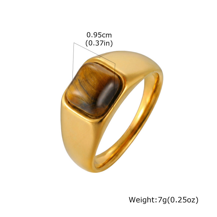 Wholesale Stainless Steel Natural Stone Signet Rings