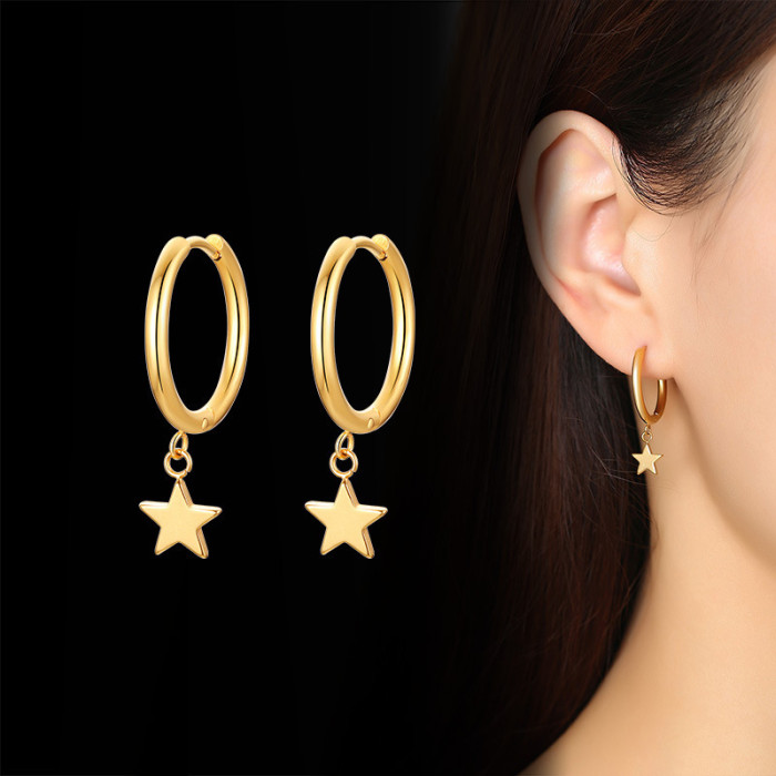 Wholesale Stainless Steel Dainty Star Hoop Earrings