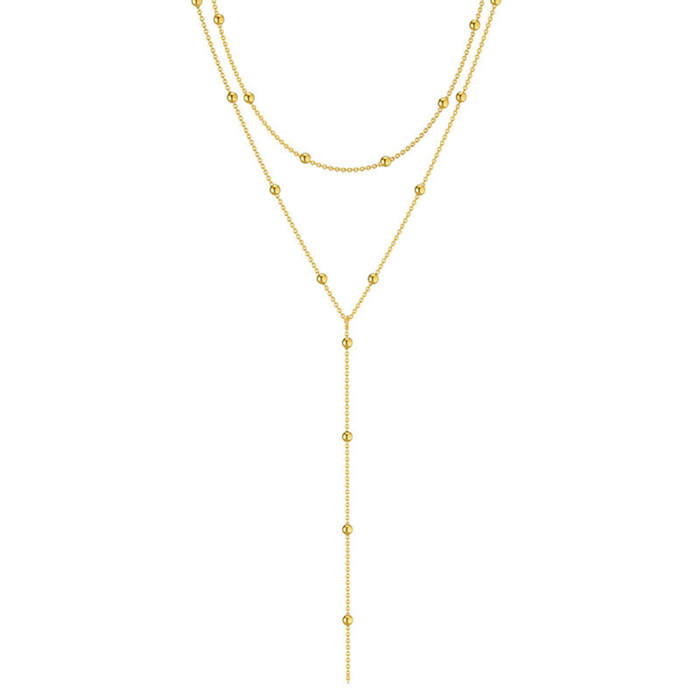 Wholesale Stainless Steel Double Layers Y Necklace