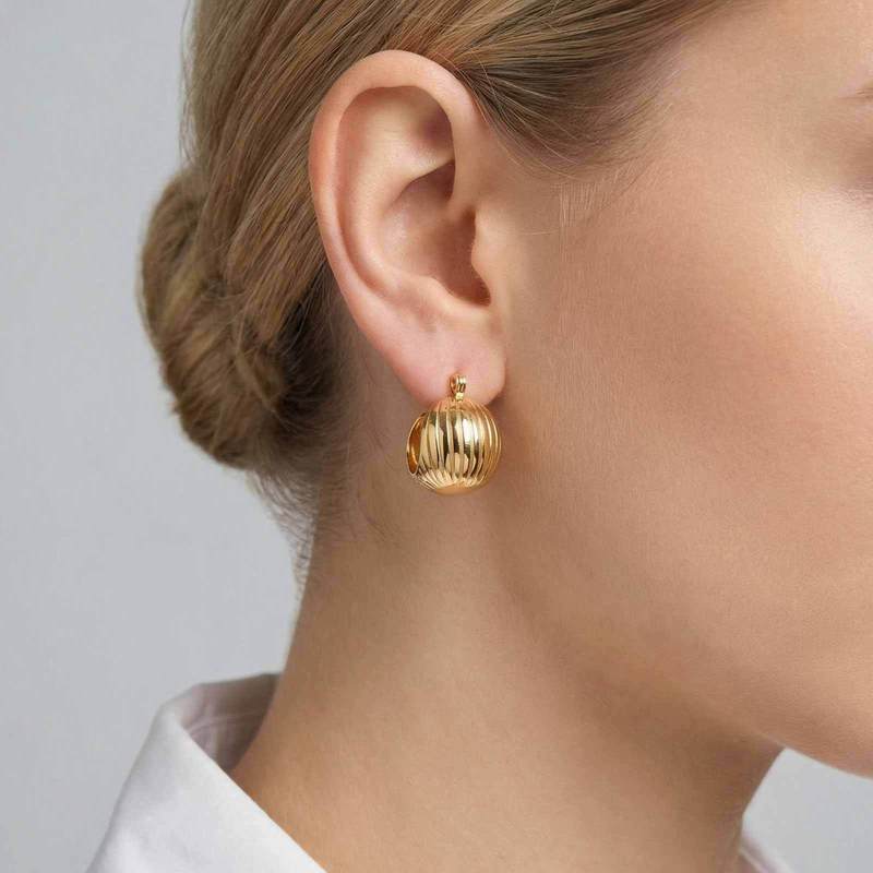 Wholesale Stainless Steel Ribbed Hoop Earrings