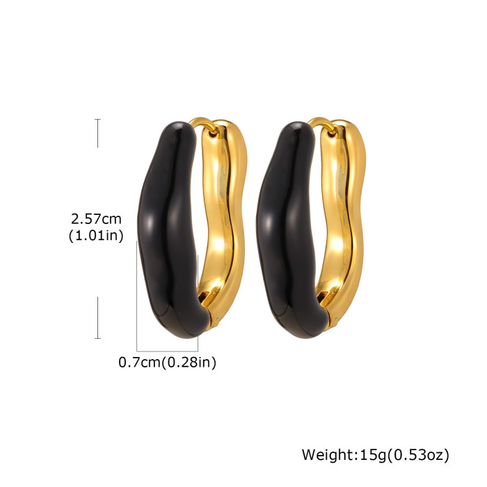 Wholesale Stainless Steel Modern Gold Enamel Hoop Earrings