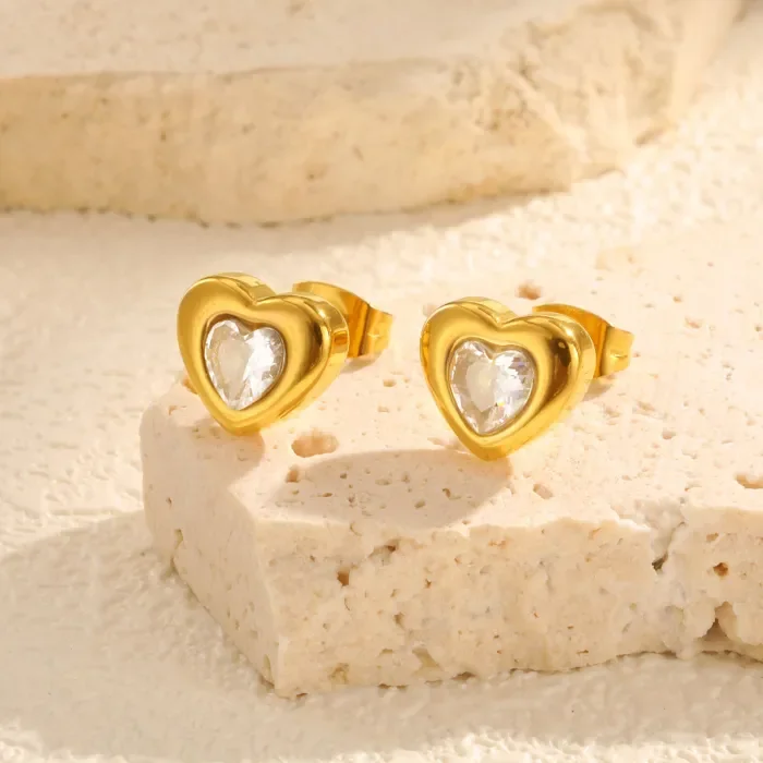 Wholesale Stainless Steel Heart shaped Necklace with Green CZ
