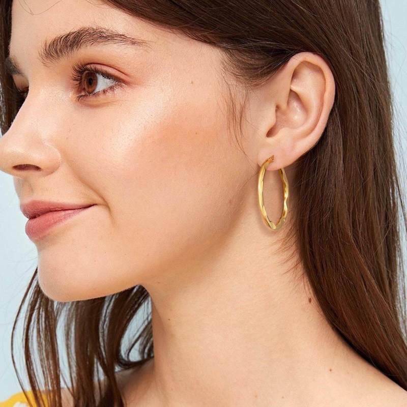 Wholesale Stainless Steel Hammered Hoop Earrings