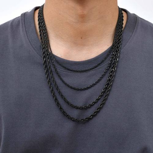 Wholesale Stainless Steel Black Rope Necklace for Him