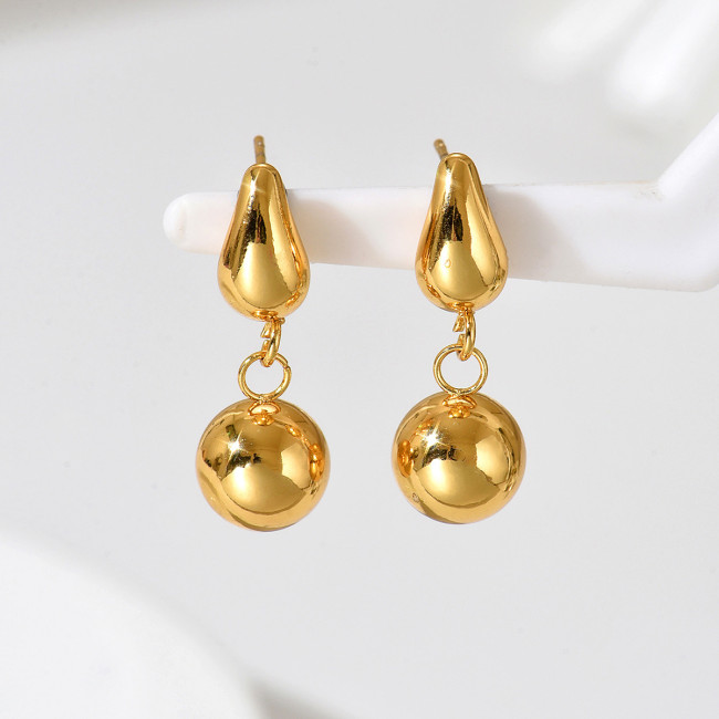 Wholesale Stainless Steel Gold Plated Ball Earrings