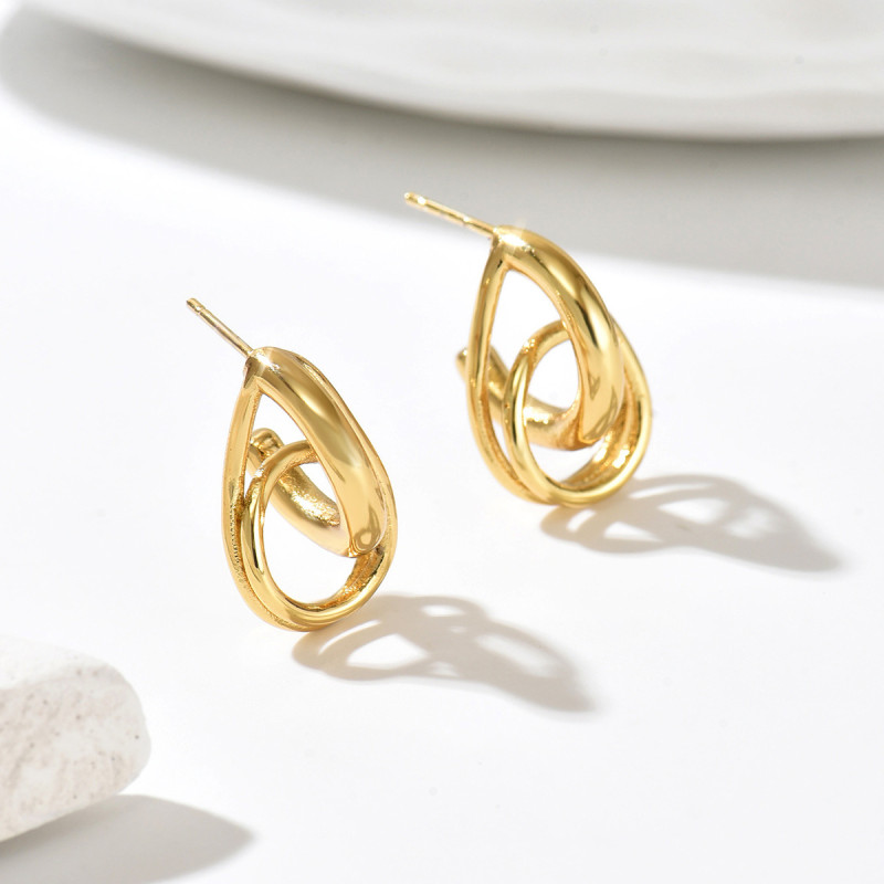 Wholesale Stainless Steel Interlocking Loop Earrings