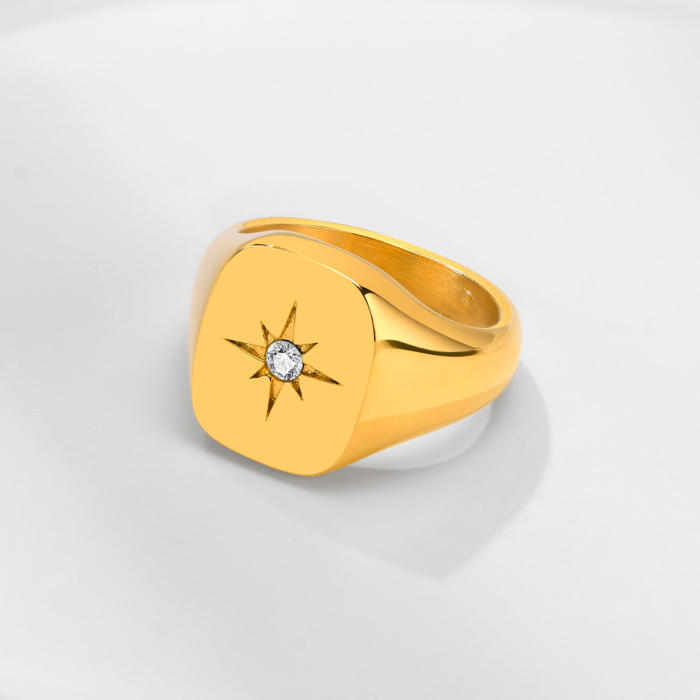 Wholesale Stainless Steel Eight Awn Star Signet Ring
