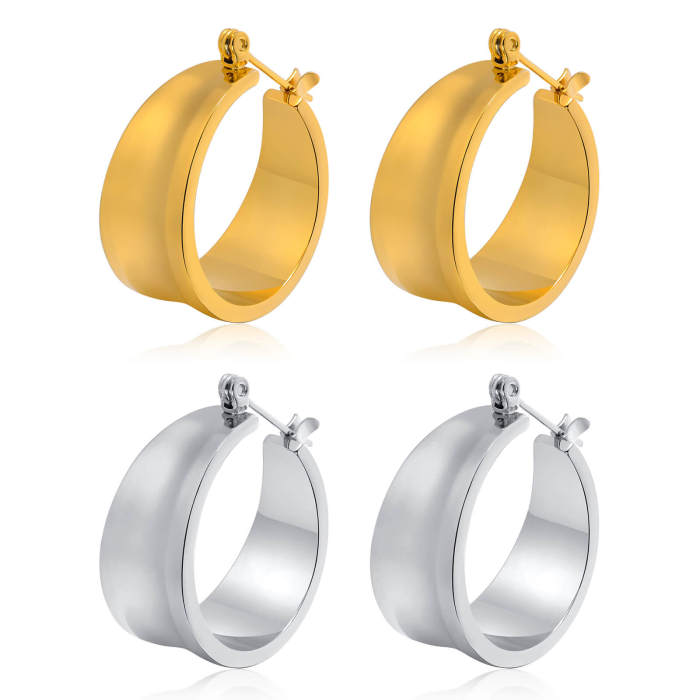 Wholesale Stainless Steel Wide Flat Hoop Earrings