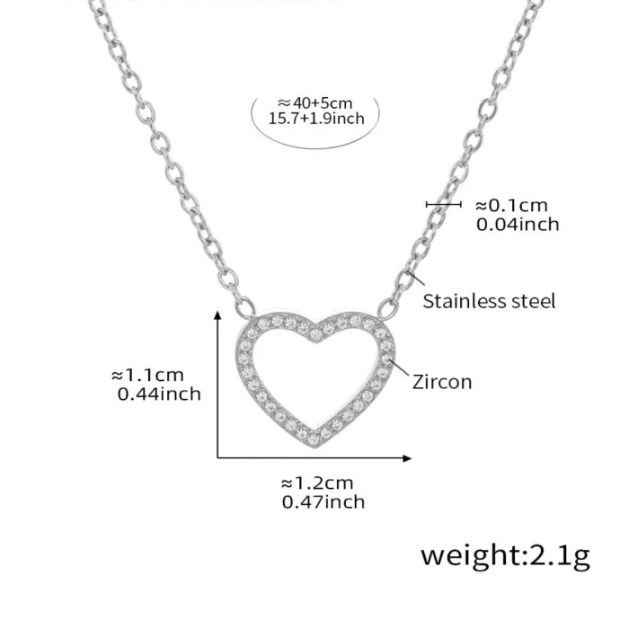 Wholesale Stainless Steel CZ Pave Heart Necklace Bracelet