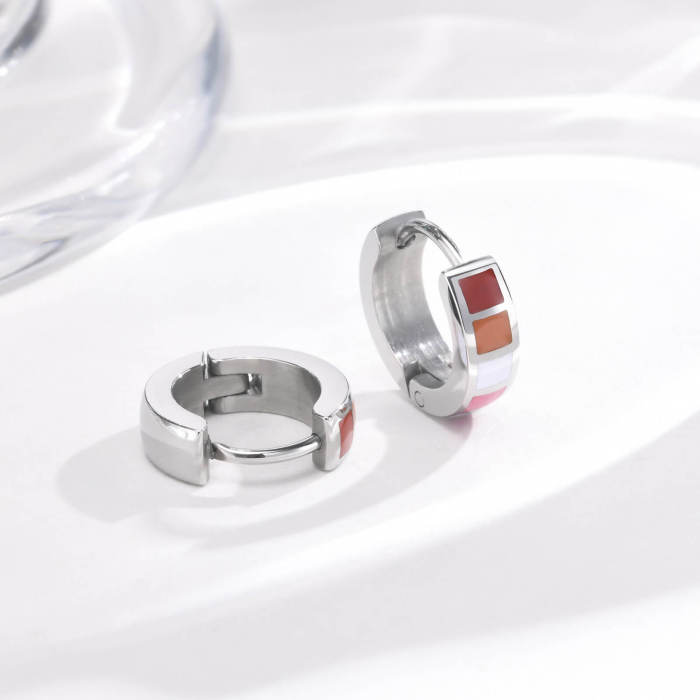 Wholesale Stainless Steel Colorful Huggie Earrings