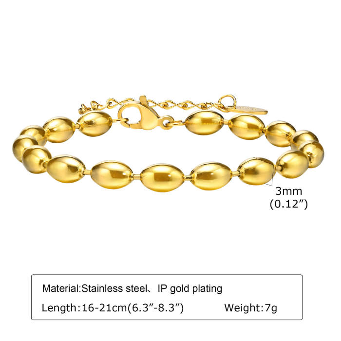 Wholesale Stainless Steel Oval Ball Chain Bracelet
