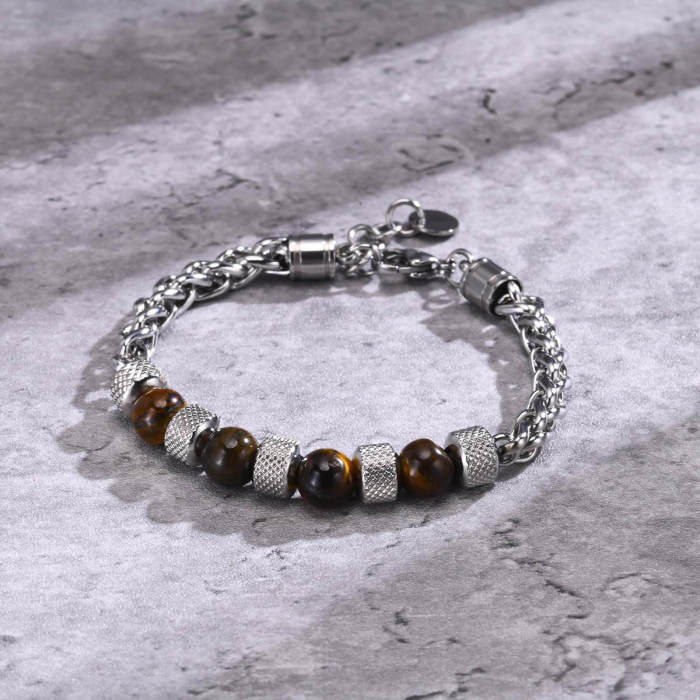 Wholesale Stainless Steel Spiga Wheat Chain Necklace with Beads