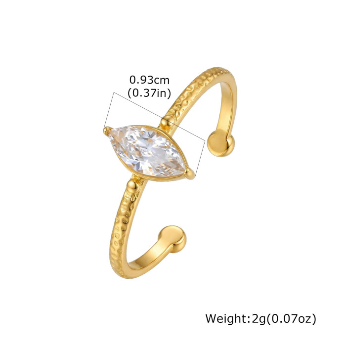 Wholesale Stainless Steel Textured Zircon Open Rings