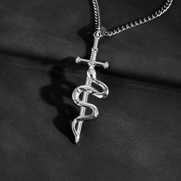 Wholesale Stainless Steel Cross Snake Pendant
