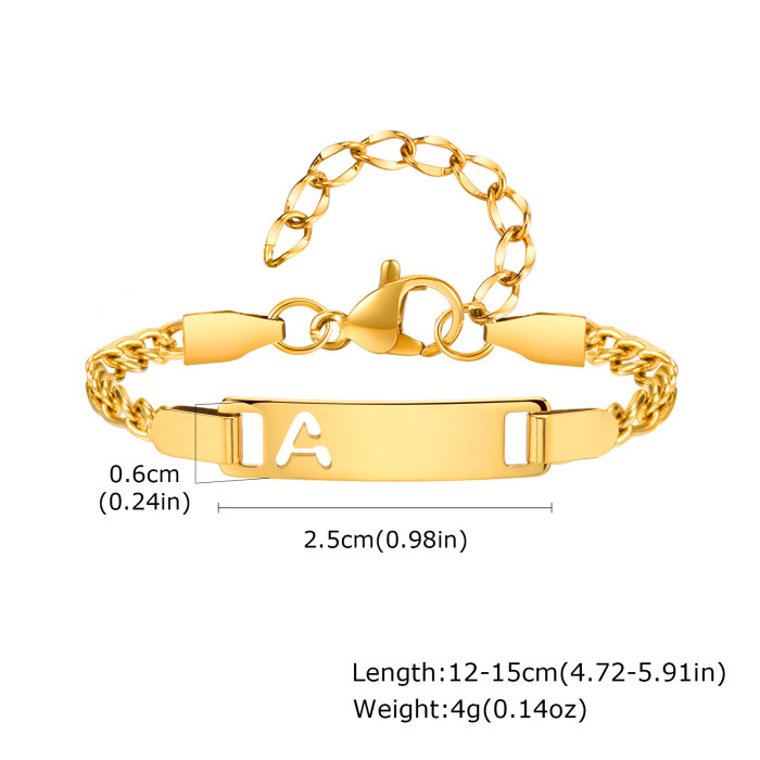 Wholesale Stainless Steel Alphabet Kid's Engravable Bracelet