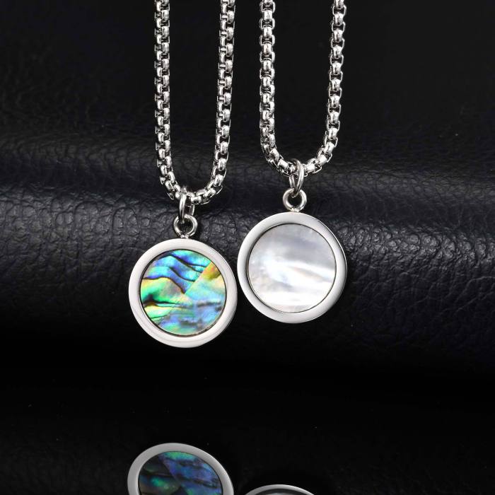 Wholesale Stainless Steel Simple Coin Pendant with Enamel